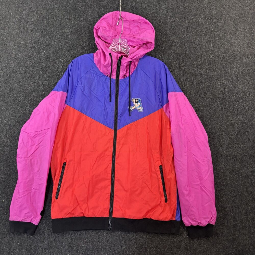 Nike Heritage Windrunner Jacket Men's Large Pink Purple Red Hooded Colorblock